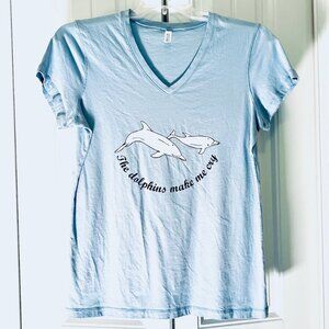 "The Dolphins Make Me Cry" Tee Shirt in Blue (M) New Without Tag